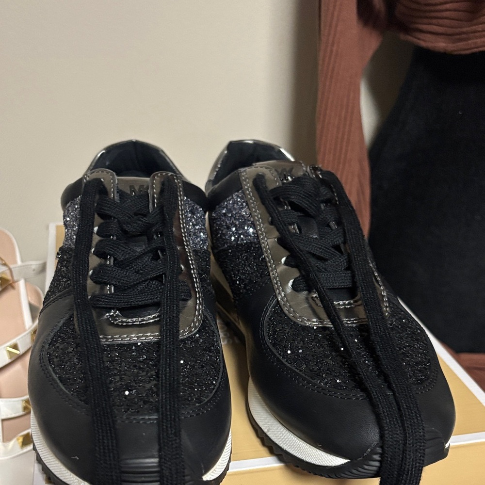 Michael Kors Black and Silver Glitter Sneakers